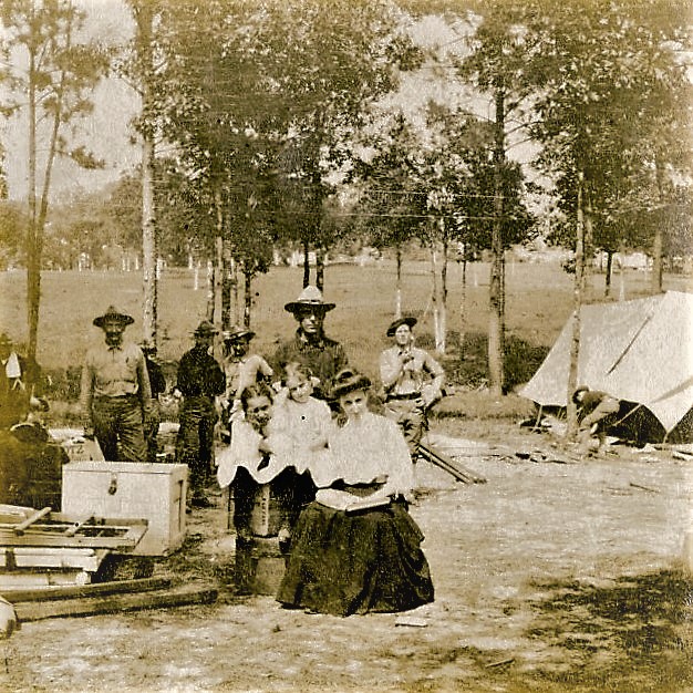 An h1890s image of Louisiana Guard training camp from the Thompson Collection in the Jackson Barracks Museum archive.